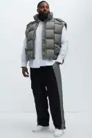 Donovan Weaved Puffer Vest(Grey,S)