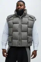 Donovan Weaved Puffer Vest(Grey,S)