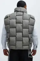 Donovan Weaved Puffer Vest(Grey,S)
