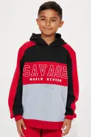 Mini Savage World Fleece Jogger Set(Red/Black,4)