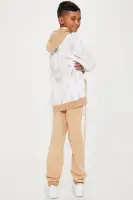 Mini Kingdom Business Fleece Jogger Set(Khaki,4)