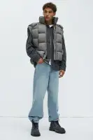 Donovan Weaved Puffer Vest(Grey,S)