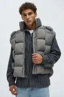Donovan Weaved Puffer Vest(Grey,S)
