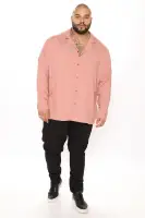 Dawson Relaxed Long Sleeve Button Up Shirt(Mauve,S)