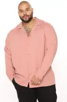 Dawson Relaxed Long Sleeve Button Up Shirt(Mauve,S)