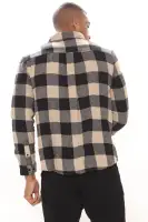 On The Boulevard Long Sleeve Flannel Shirt(Khaki/combo,S)