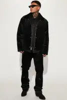 Currency Long Sleeve Button Up Shirt(Black,S)