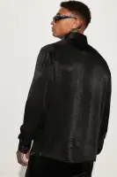 Currency Long Sleeve Button Up Shirt(Black,S)