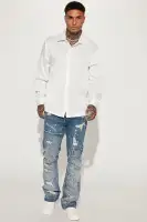 Time To Shine Long Sleeve Button Up Shirt(White,S)
