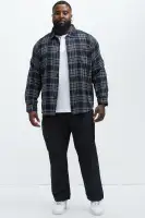 Mansen Flannel Shirt(Black/combo,S)