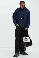 Von Dutch Oversized Font Denim Jacket(Navy,S)