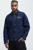 Von Dutch Oversized Font Denim Jacket(Navy,S)