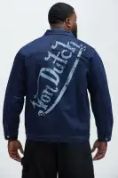 Von Dutch Oversized Font Denim Jacket(Navy,S)