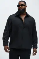 Kerr Textured Button Up Shirt(Black,S)