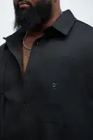 Kerr Textured Button Up Shirt(Black,S)