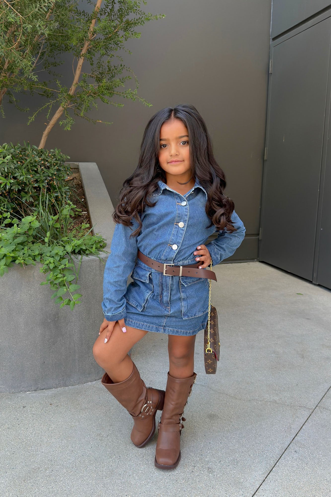 Mini Long Sleeve Denim Shirt Dress