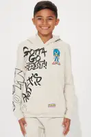 Mini Sonic Embroidered Patches Fleece Jogger Set(Taupe,4/5)