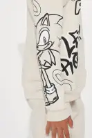 Mini Sonic Embroidered Patches Fleece Jogger Set(Taupe,4/5)