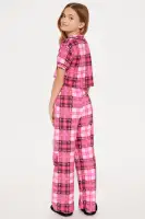 Mini Jolly Mood Plaid Pant Set(Hot Pink,4/5)