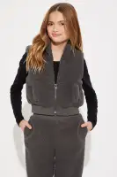Mini Heather Sherpa Puffer Vest Set(Grey,4/5)