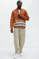 Wait Is Over Zip Sweater(Brown/combo,S)