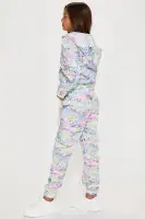 Mini Cozy Knit Zip Up Jogger Set(White/combo,7/8)