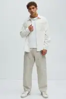 Corduroy Pocket Button Up Shirt(Off White,S)