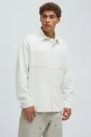 Corduroy Pocket Button Up Shirt(Off White,S)
