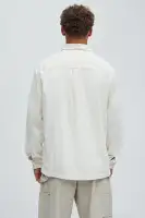 Corduroy Pocket Button Up Shirt(Off White,S)