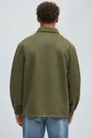 Ardee Faux Suede Button Up Shirt(Olive,S)
