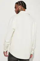 Dean Textured Long Sleeve Button Up Shirt(Cream,S)
