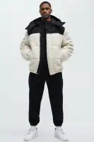 Real Thoughts Colorblock Puffer(Tan/Multi,S)