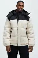 Real Thoughts Colorblock Puffer(Tan/Multi,S)