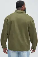 Ardee Faux Suede Button Up Shirt(Olive,S)