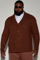 On Occasion Cable Knit Cardigan(Chocolate,S)
