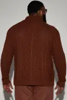On Occasion Cable Knit Cardigan(Chocolate,S)