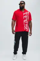 Von Dutch Oversized White Font Shirt(Red,S)