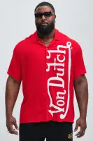 Von Dutch Oversized White Font Shirt(Red,S)