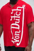 Von Dutch Oversized White Font Shirt(Red,S)
