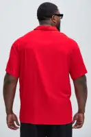 Von Dutch Oversized White Font Shirt(Red,S)