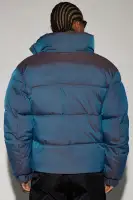 Stormy Iridescent Nylon Cropped Puffer Jacket(Blue,S)
