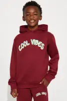 Mini Cool Vibes Fleece Hoodie & Jogger Pant Matching Set(Burgundy,4)
