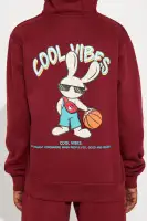 Mini Cool Vibes Fleece Hoodie & Jogger Pant Matching Set(Burgundy,4)