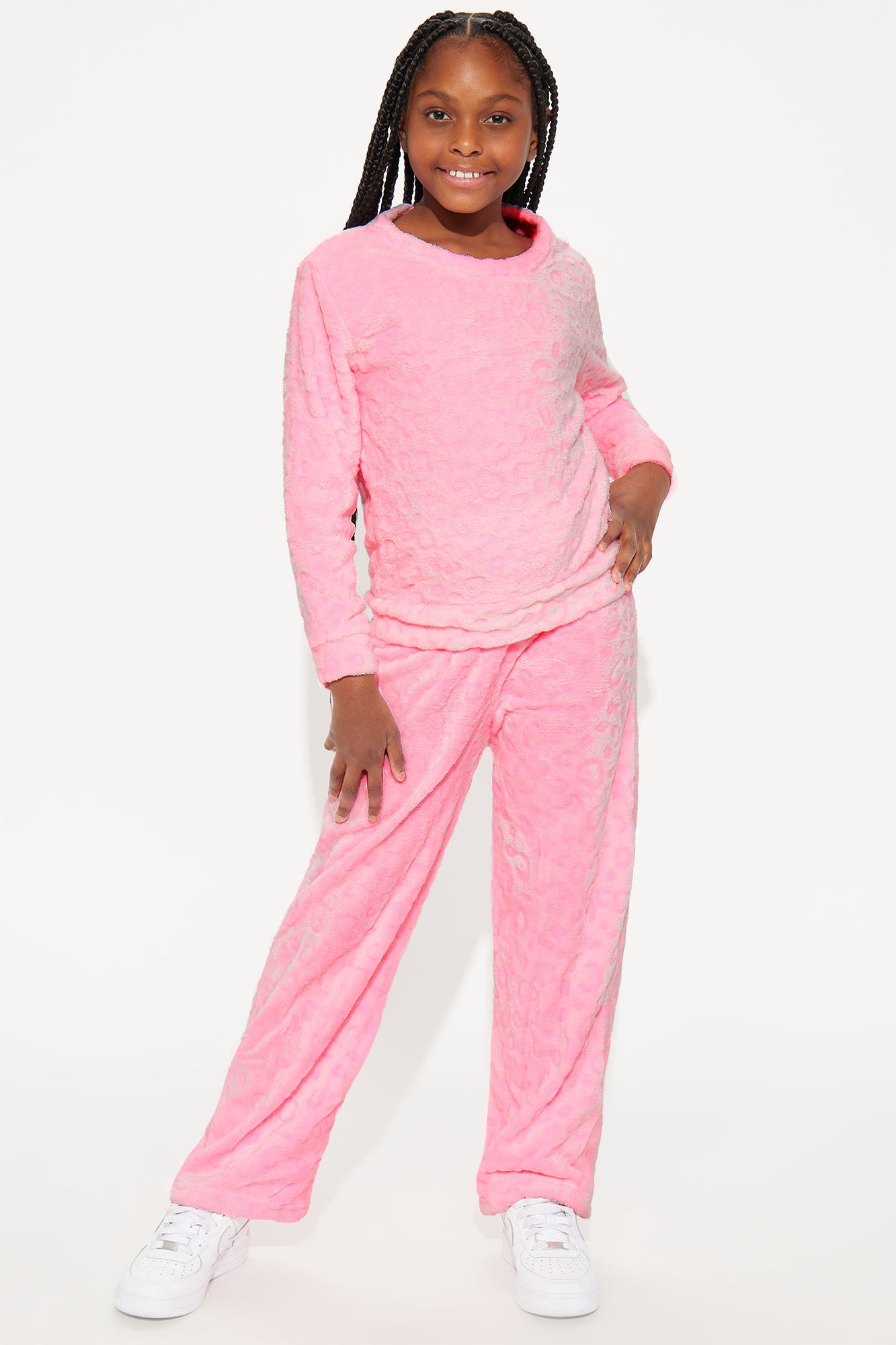 Mini Leopard 2 Piece Crew Neck Wide Pant Set