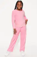 Mini Leopard 2 Piece Crew Neck Wide Pant Set
