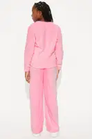 Mini Leopard 2 Piece Crew Neck Wide Pant Set(Pink,7/8)