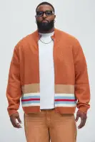 Wait Is Over Zip Sweater(Brown/combo,S)