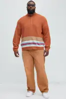 Wait Is Over Zip Sweater(Brown/combo,S)