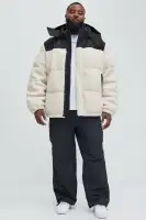 Real Thoughts Colorblock Puffer(Tan/Multi,S)