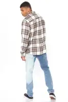 Light Breeze Plaid Long Sleeve Woven Top(Khaki/combo,S)